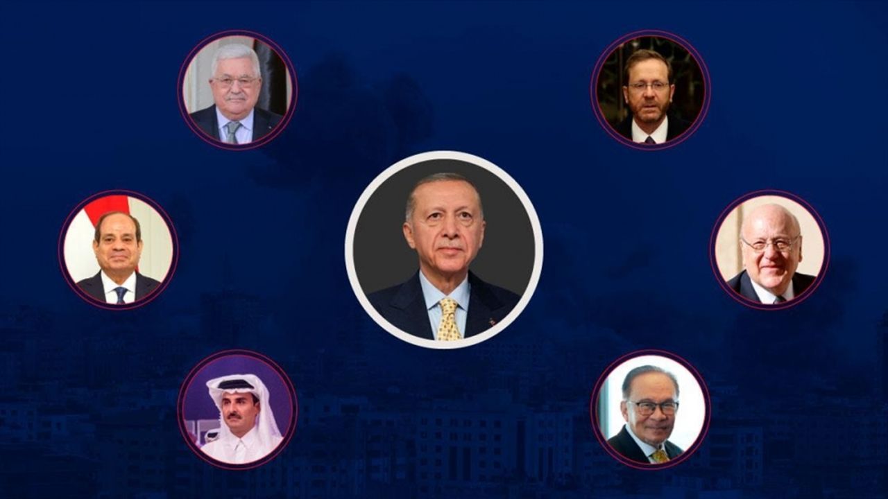 Cumhurbaşkanı Erdoğan'dan İsrail-Filistin gündemli diplomasi trafiği