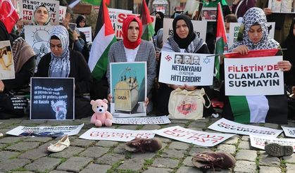 Trabzon'da kadınlardan Filistin'e destek için oturma eylemi